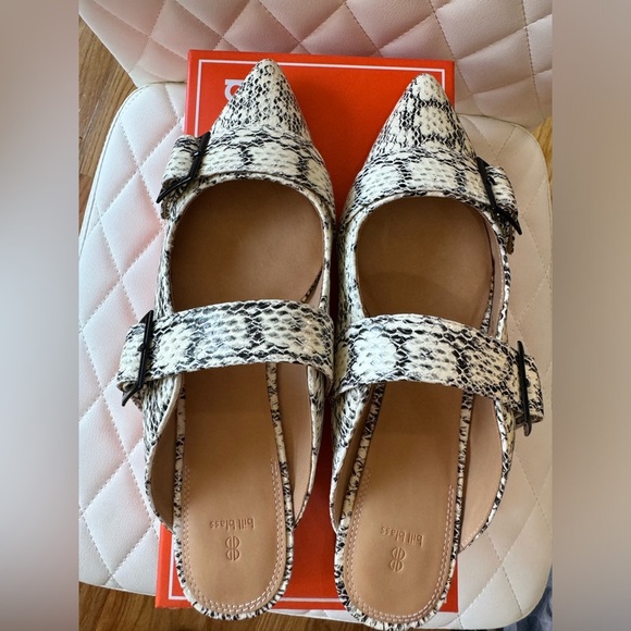 Anthropologie BILL BLASS SYLVIE SLIDE All Leather Mules Flats IVORY SNAKE 8 - Picture 11 of 12